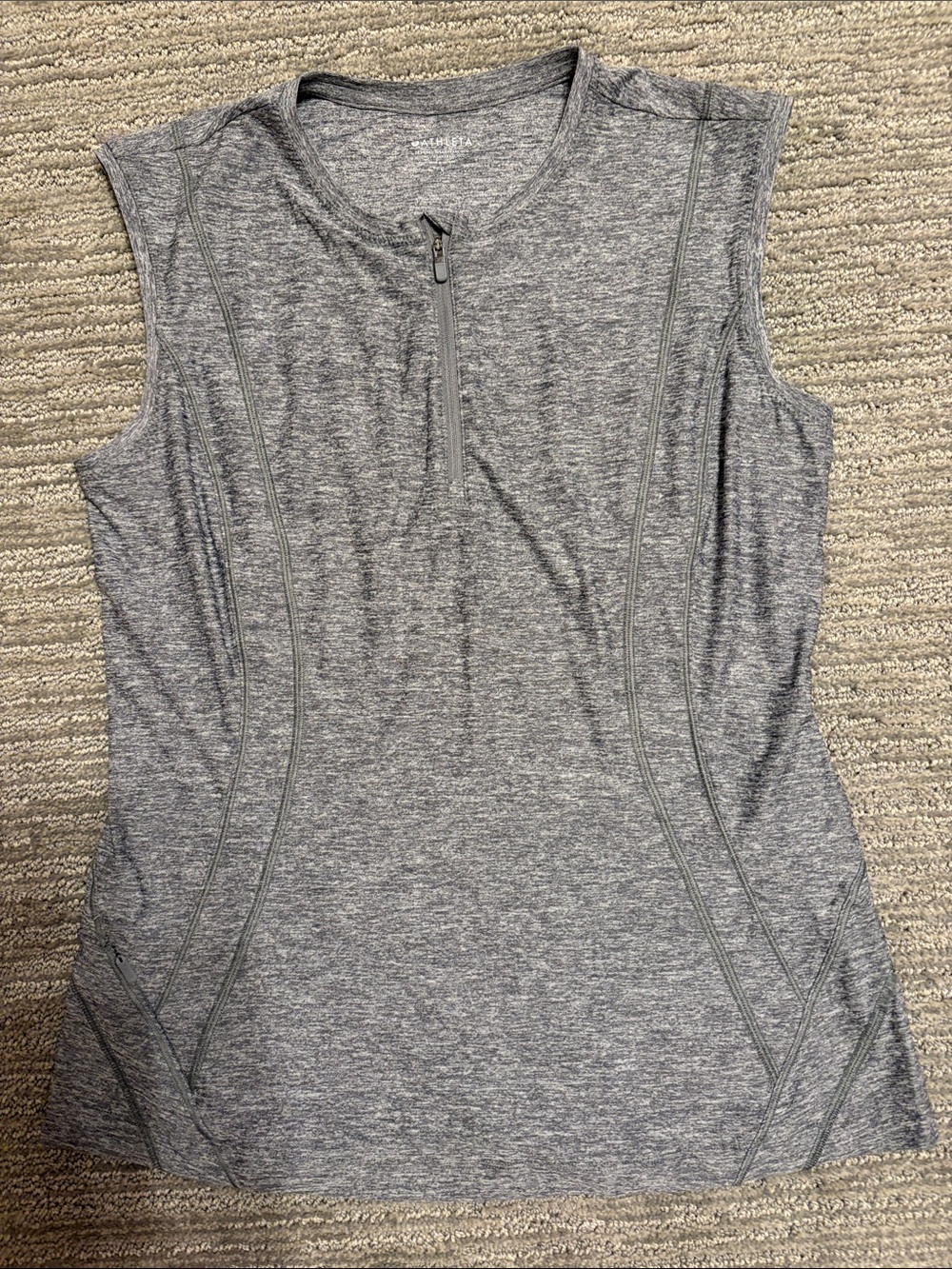 Athleta Gray Sleeveless Zip-Front Performance Tank